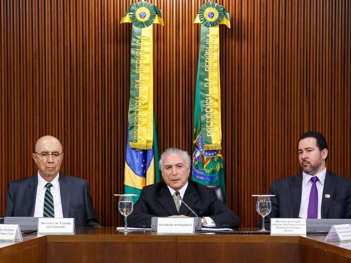 Presidente Interino Michel Temer durante apresentação das medidas econômicas